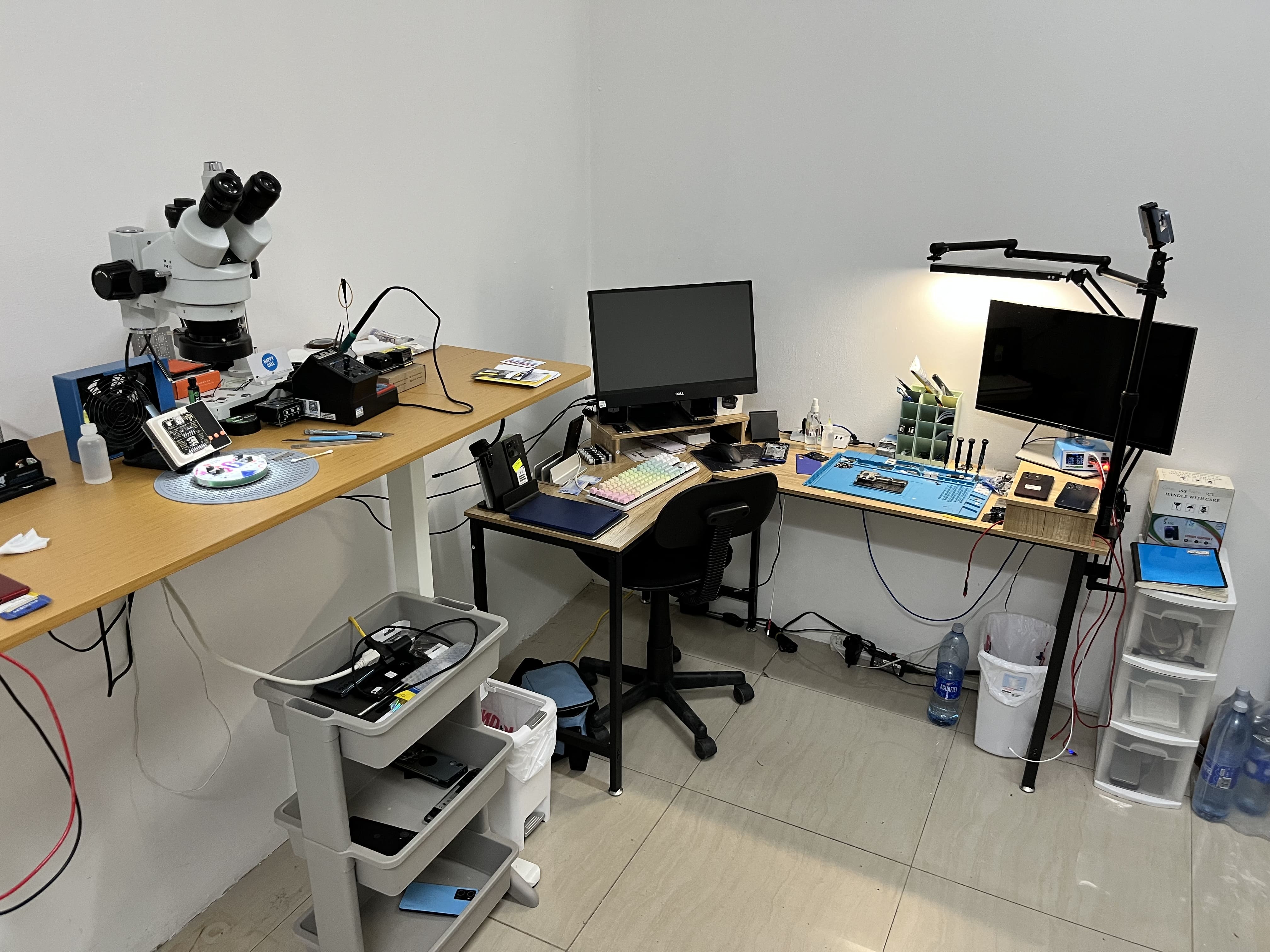 Mesa de trabajo microscopio